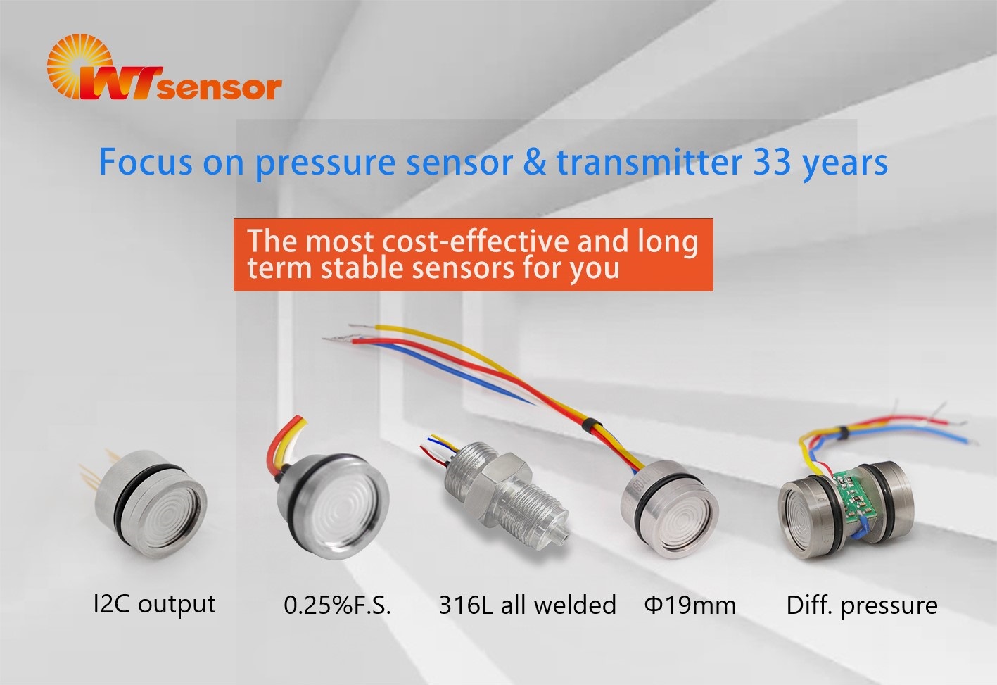 Φ19×27.6mm Differential Pressure Sensor PC10D