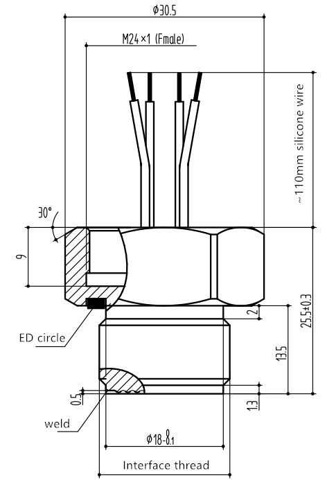 Flush Diaphragm Pressure Sensor with thread PC12Ⅱ