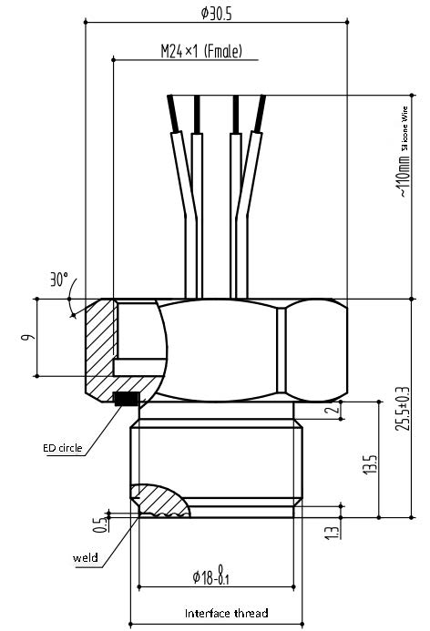 Flush Diaphragm Pressure Sensor with thread PC12Ⅱ