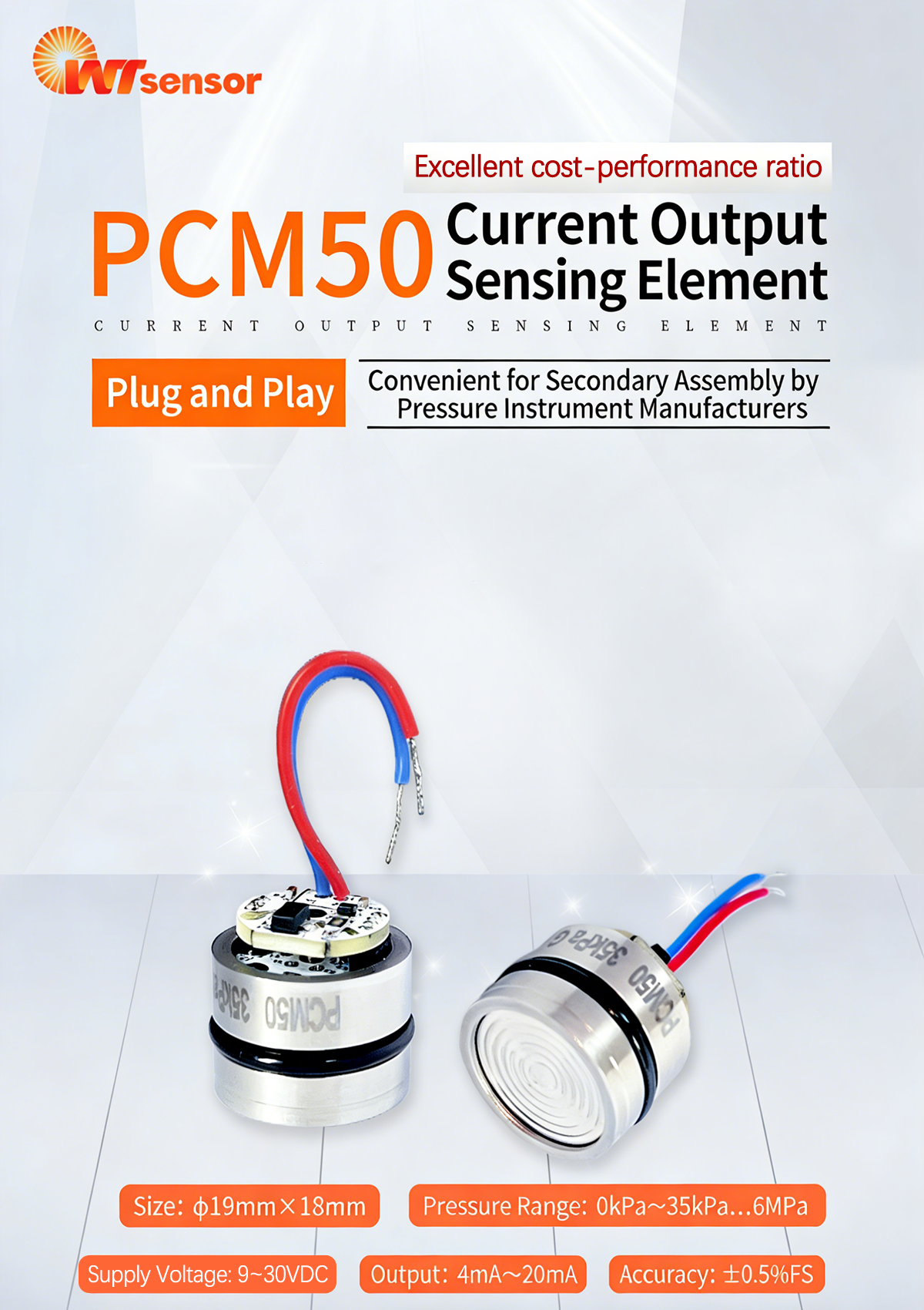 PCM50 Current Output Core: Compact 4–20mA Pressure Sensor Solution for Industrial Automation