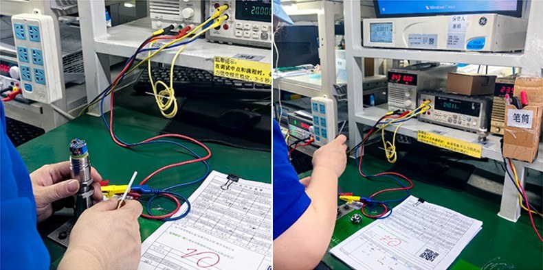 Level transmitter calibration station with reference instruments and test records